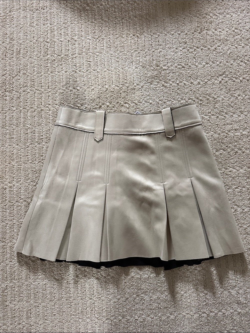 Zara Cream Pleated Mini Skirt